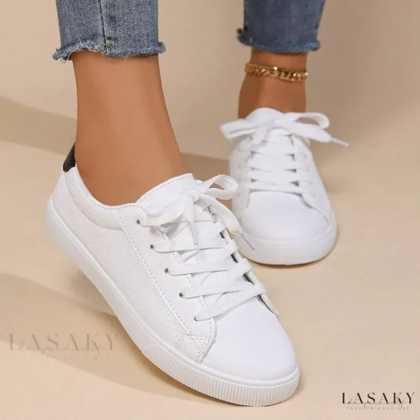 Lasaky - Casual Round Toe Lace-Up Flat Fashionable Single Shoes