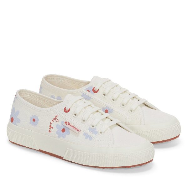 Superga® Womens White Avorio Azure Red Daisies 2750 DAISIES PRINT | Shoes - Trainers - Sneakers