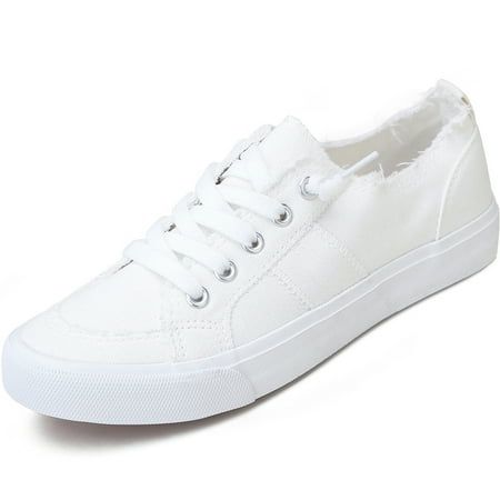 Obtaom Women's Play Fashion Sneaker White Comfortable Walking Shoes Canvas Slip on Shoes(Natural White Us9), Size:9