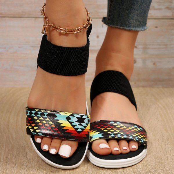 Sawyer Rode Shoes | Pu Leather Open Toe Low Heel Sandals | Color: Black/White | Size: Various