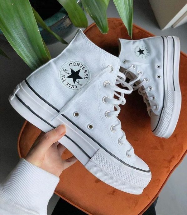 white hightop platform converse