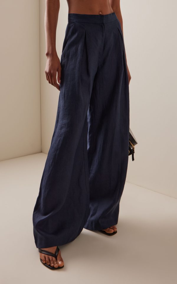 Chic Una Metafora Pleated Linen Flared Pants 2025
