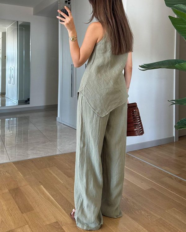 Irregular sleeveless casual two-piece set