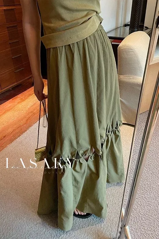 Lasaky - Stylish Hollow Out Knee-Length Half Skirt for Effortlessly Chic Casual Wear. - Curry, S