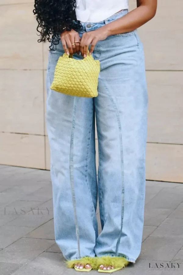 Lasaky - Women's Casual Denim Jeans with High Rise and Stretch - Light Blue, S