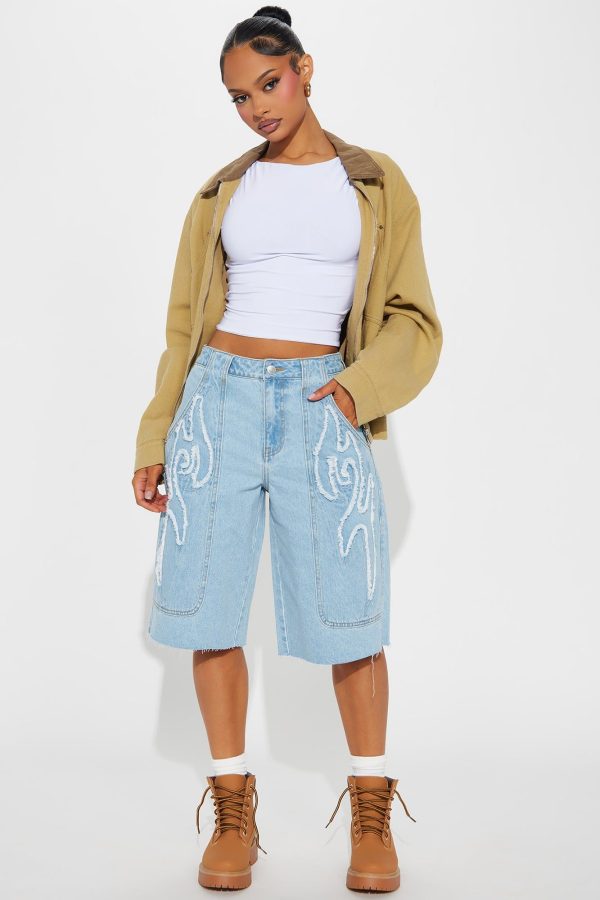 Well Sought After Baggy Denim Jorts - Light Wash | Fashion Nova
