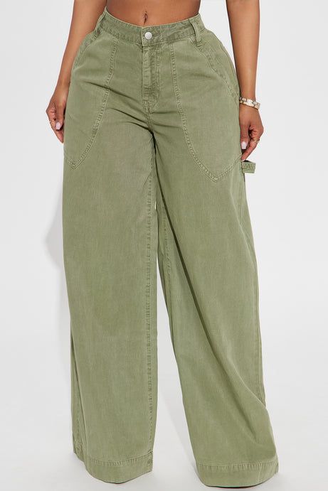 Aubrey Wide Leg Pant - Olive | Fashion Nova