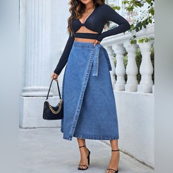 Denim Wrap Skirt | Color: Blue | Size: Various