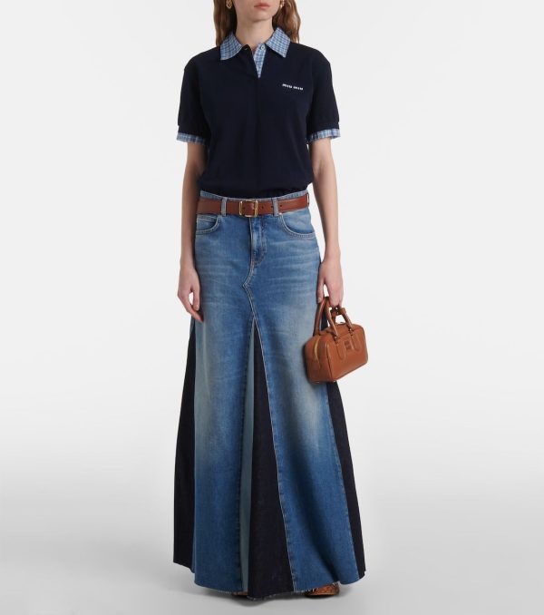 Patchwork high-rise denim maxi skirt in blue - AG Jeans | Mytheresa