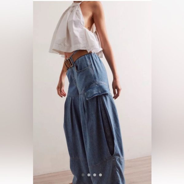 We The Free Jeans | Free People Soleil Balloon Jeans We The Free Pleated Dirt Road Blue | Color: Blue | Size: Xs