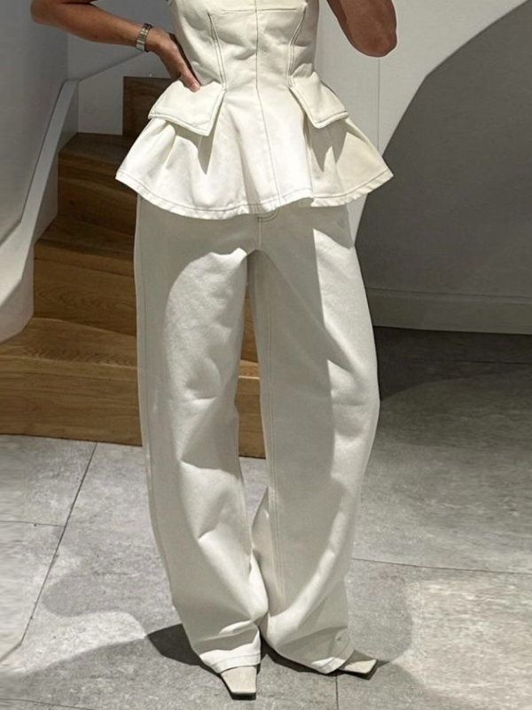 Casual Plain Spring/Fall Daily Regular Fit Straight pants Denim Long Regular Jeans for Women