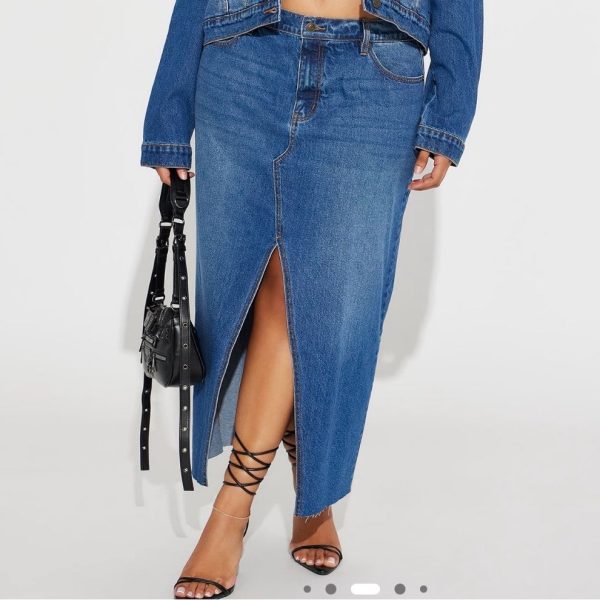 Fashion Nova Skirts | Blue Denim Maxi Skirt. New With No Tags | Color: Blue | Size: 1x