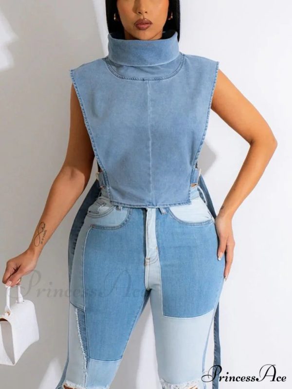 Denim Skate Graceful Mini Skirt - Blue M