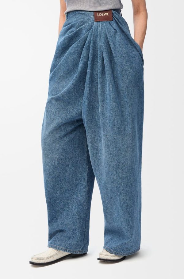 Draped jeans in denim Blue - LOEWE