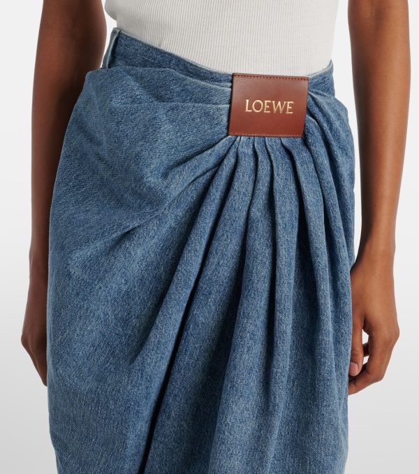 Draped wide-leg jeans in blue - Loewe | Mytheresa