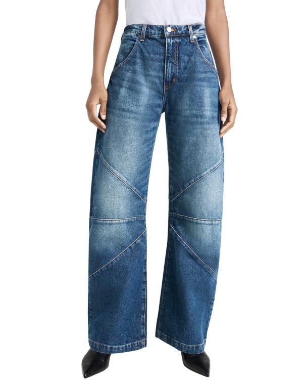 Kedera Women's Baggy Wide Leg Barrel Jeans Horseshoe Casual Boyfriend Denim Pants Loose Fit Trousers