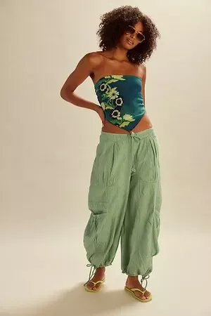 Free People Rush Effect Parachute Pants - Hot Springs | Editorialist