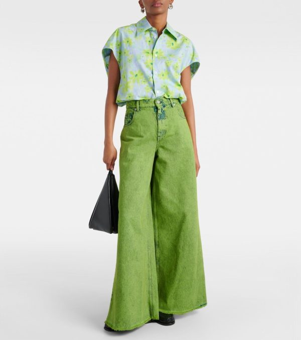 High-rise wide-leg jeans in green - Marni | Mytheresa
