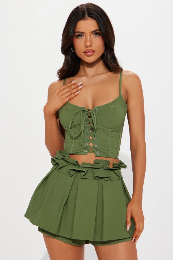Walked Past You Skort Set - Olive | Fashion Nova