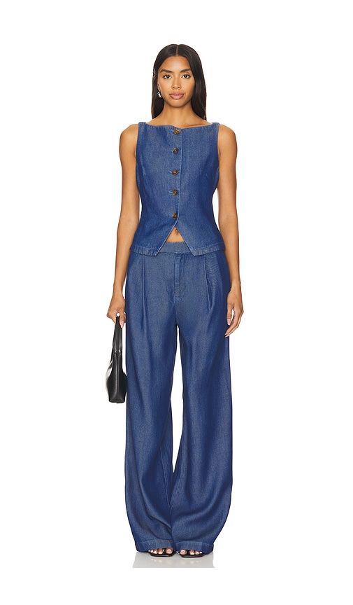 Lovers And Friends Agathe Vest Top - Blue Denim