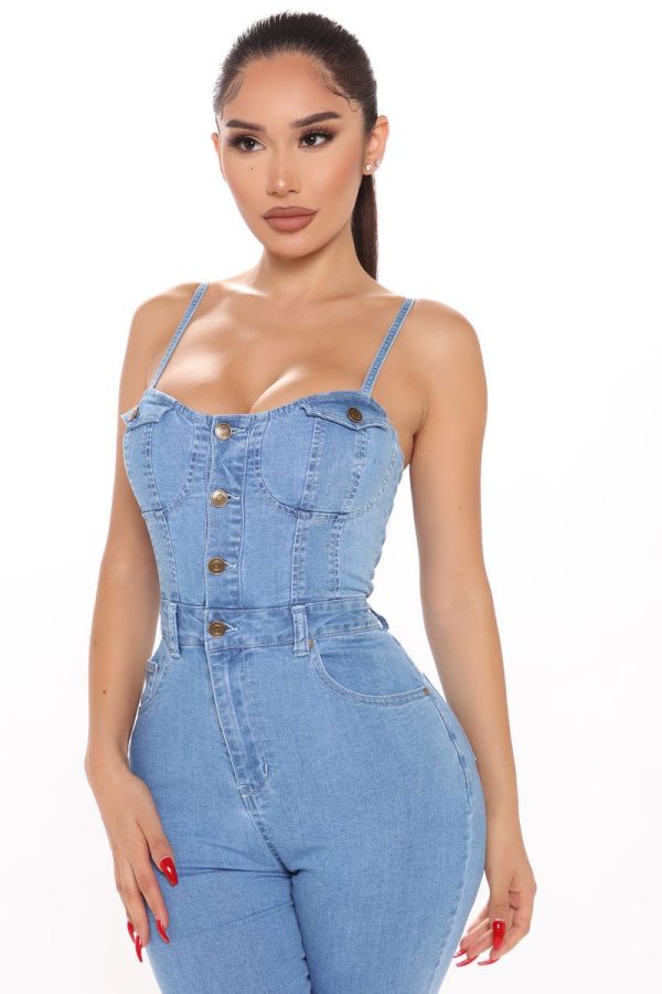 Loren Denim Jumpsuit - Light Wash | Fashion Nova
