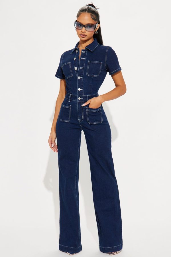 Adrianna Denim Jumpsuit - Dark Wash | Fashion Nova