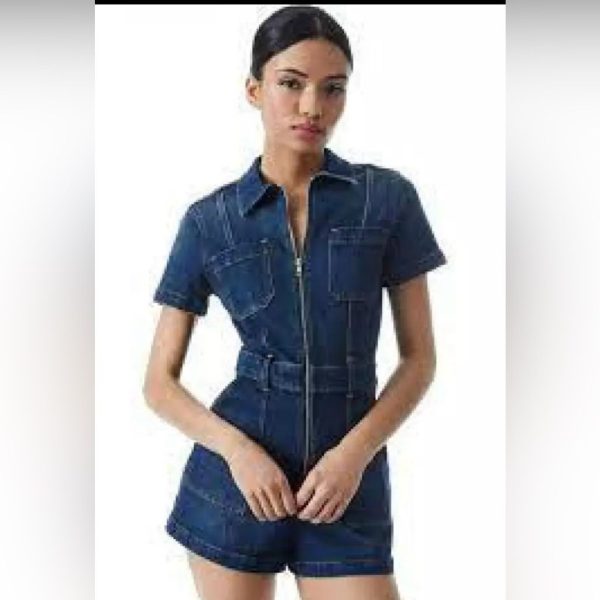 Alice + Olivia Shorts | Alice + Olivia Gorgeous Denim Romper, Size 28 | Color: Blue | Size: 28