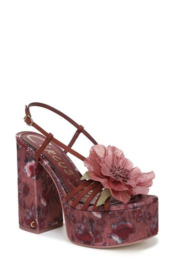 Circus NY by Sam Edelman Siena Flower Platform Slingback Sandal in Spiced Merlot Multi at Nordstrom, Size 6