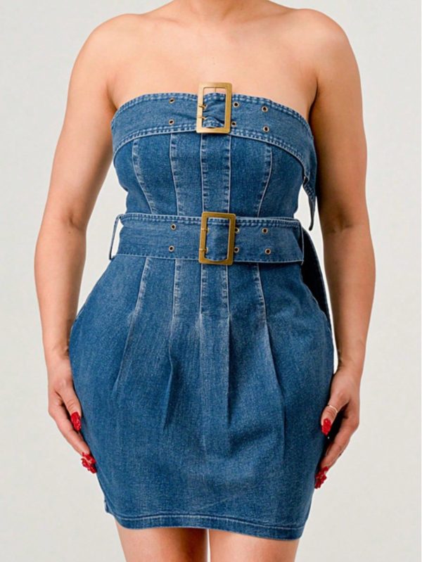 PlainCasualCuteBohoDenimZipperBeltedGrommet EyeletSchoolHomeDatingStreetSUMMER