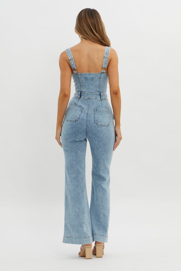 Intermission Flared Leg Jumpsuit Denim - XS