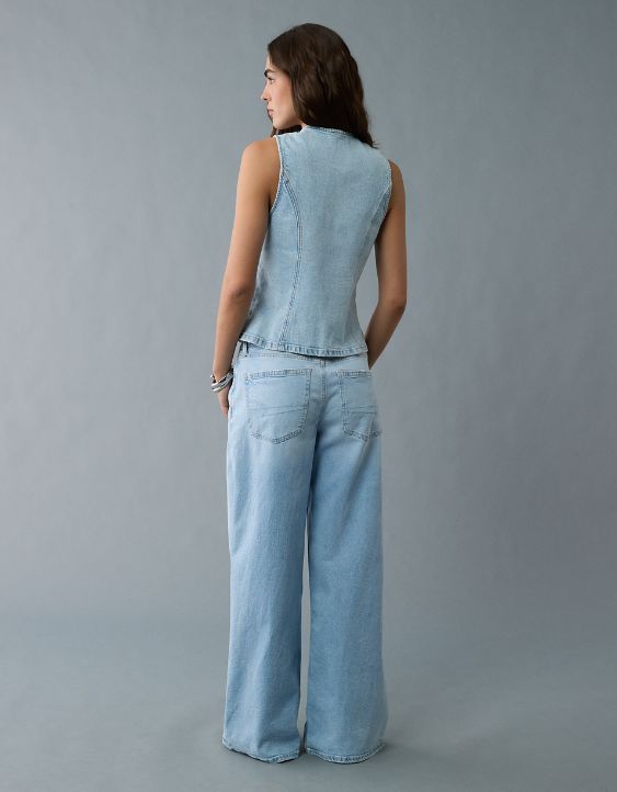 AE Crew Neck Button-Up Denim Vest