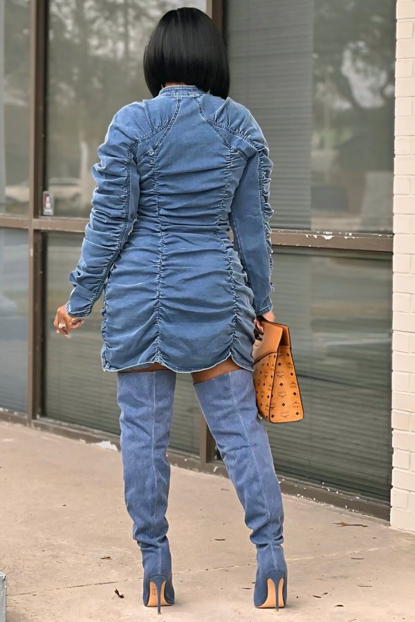Kenya Lux Denim Mini Dress - M
