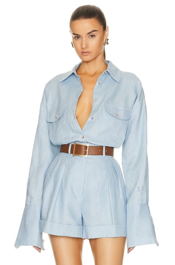 Helsa Linen Button-down Shirt - Chambray Blue