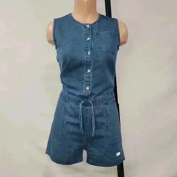 7 For All Mankind Pants & Jumpsuits | 7 For All Mankind Denim Button Up Short Romper | Color: Blue | Size: S