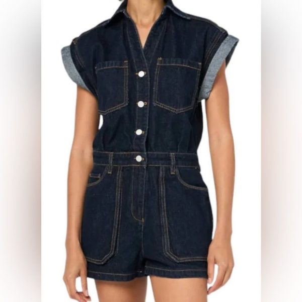 Blank Nyc Pants & Jumpsuits | Blanknyc Denim Deep Down Romper | Color: Blue | Size: M