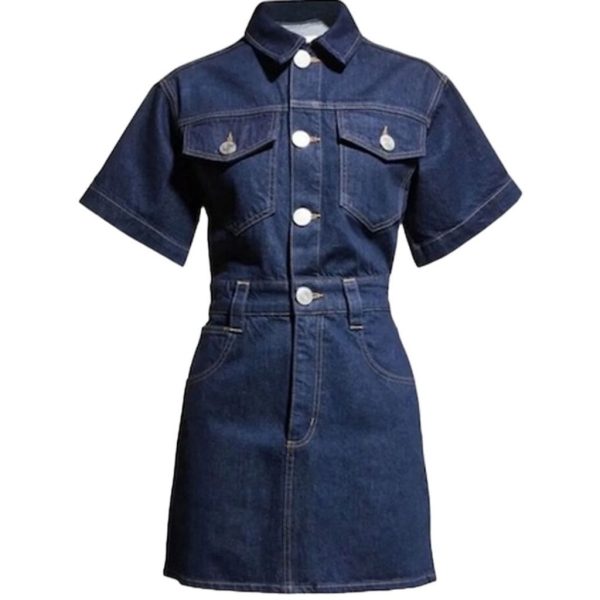 Frame Dresses | Frame Denim Mini Dress Blue Short Sleeve Button Front Women's Shirt Dress Xs | Color: Blue | Size: Xs