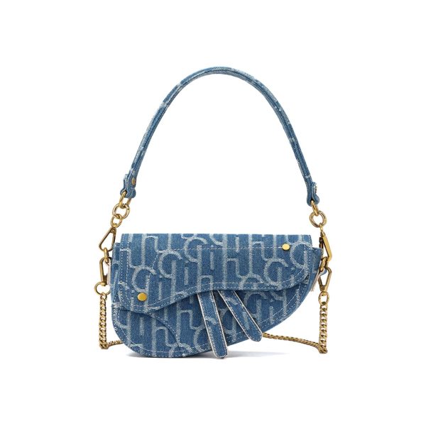 ONE2MAY Denim Saddle Bag Clutch Purse Shoulder Handbag for Girls Women Trendy Design Satchel Bags Crossbody bag Denim Purse