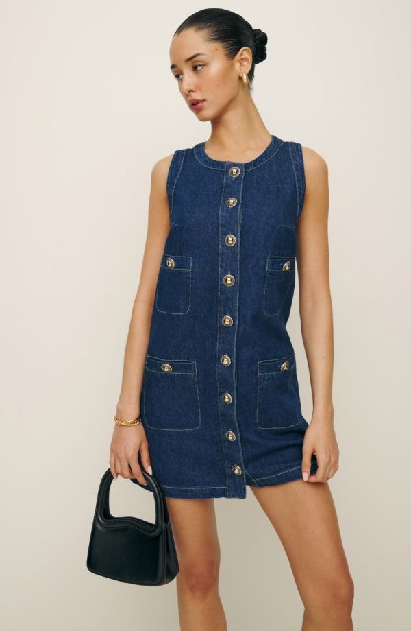 Reformation Tropez Sleeveless Denim Minidress | Nordstrom
