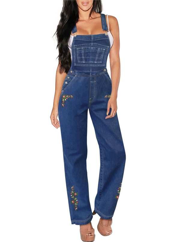 Hybrid & Company Womens Super Comfy Stretch Denim jumpsuit Pants Overalls