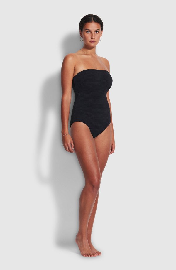 Seafolly Sea Dive DD-Cup Strapless Underwire One-Piece Swimsuit in Black at Nordstrom, Size 10 Us