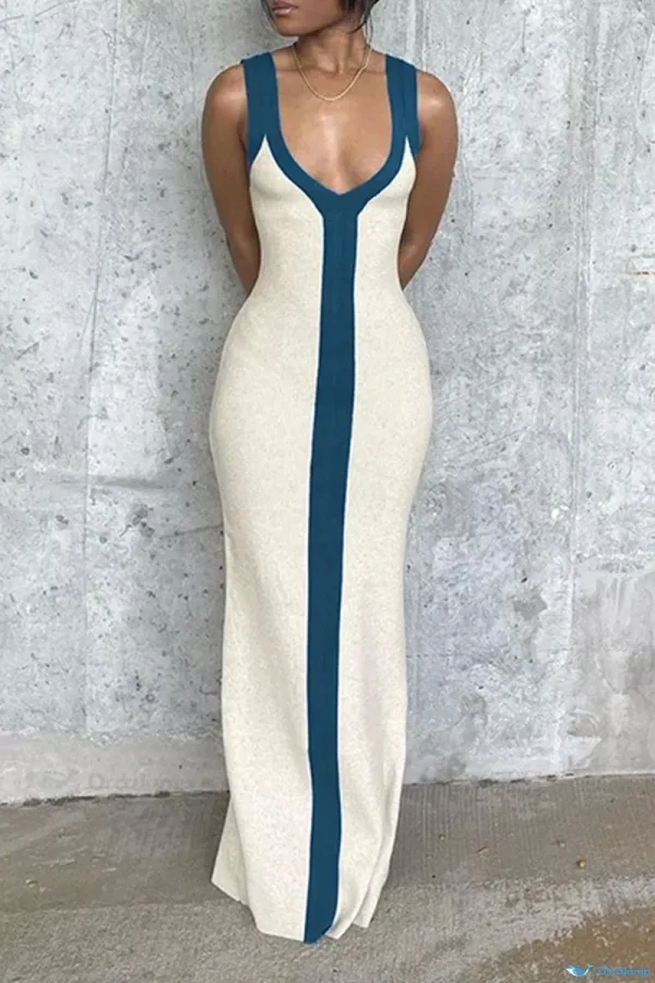 OrcaJump - Elegante Vestido Lápiz Blanco Sólido con Parches y Cuello en V con un Toque de Atractivo