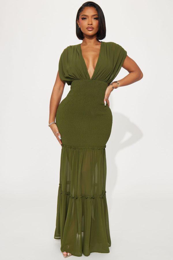 Sienna Chiffon Maxi Dress - Olive | Fashion Nova