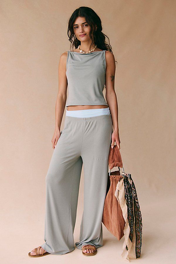 Good Feels Pant Set by free-est at Free People in Green, Size: XL
