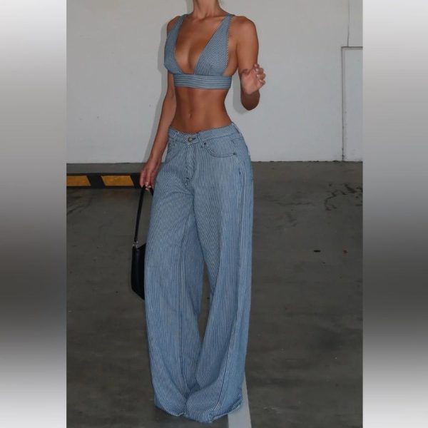 Lioness Jeans | Lioness Princess Polly Elvissa Striped Baggy Jeans | Color: Blue | Size: 8