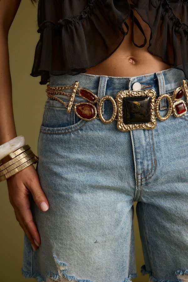 Soleil Statement Stone Gold Chain Belt - O/S PRE-ORDER LATE MAY 2025