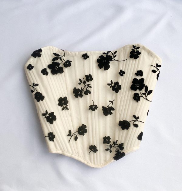 Fairy tale corset Custom satin basque waist top Elegant vintage corset with floral pattern