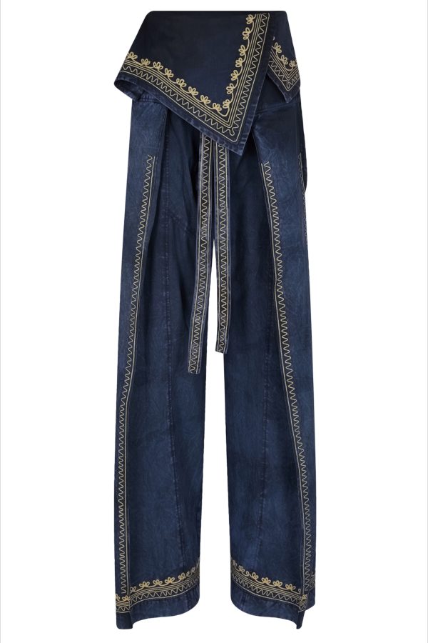 PACO RABANNE capsule 2024 embroidered wide leg pants