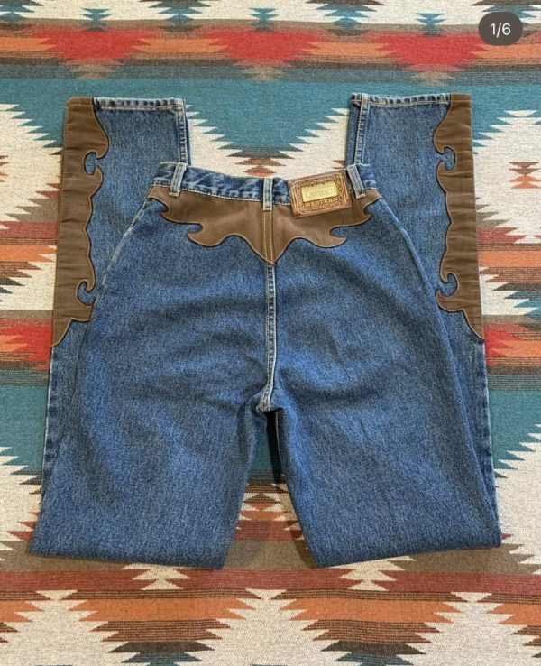 Leather detail pants