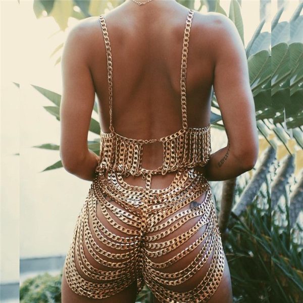 Rave Costume Intimates Full Body Chain Two Piece Set JKP4736