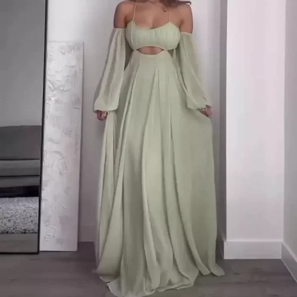 Lasaky - Attractive Backless Camisole Dress with Printed Design for Home and Casual Wear - Light green, M